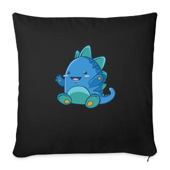 Bébé dinosaure heureux - Housse de coussin décorative 45 x 45 cm - noir - Devant