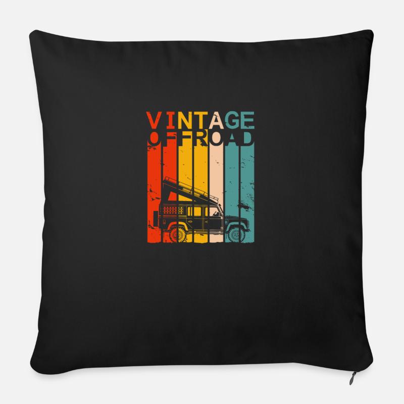 Vintage Offroad - Eckiger Geländewagen | Retro - Sofakissenbezug 45 x 45 cm - Schwarz