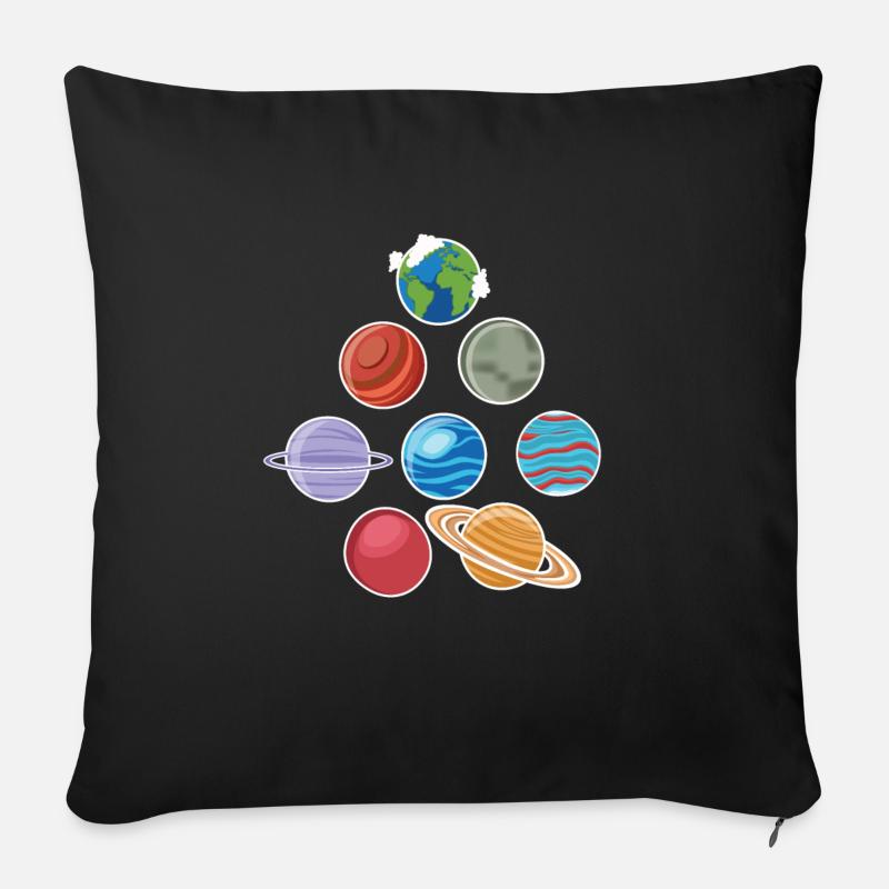 Acht Planeten Sonnensystem Weltraum - Sofakissenbezug 45 x 45 cm - Schwarz