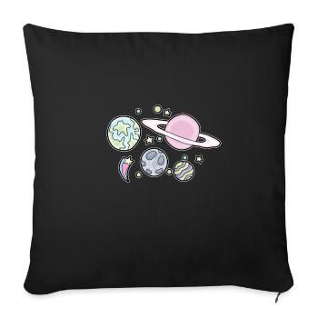 Planet Solar System Bande dessinée colorée - Housse de coussin décorative 45 x 45 cm - noir - Devant