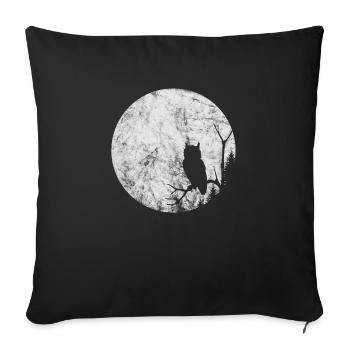 Lune avec hibou dans la forêt, nuit, cadeau d'Halloween - Housse de coussin décorative 45 x 45 cm - noir - Devant