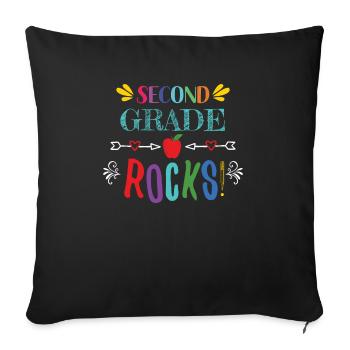 Second Grade Rocks - for 2nd Grade Teachers - Sofa pillowcase 17,3'' x 17,3'' (45 x 45 cm) - black - Front