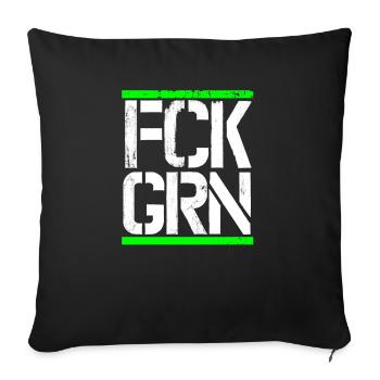 FCK GRN contre le Green Diesel: la loi interdit la conduite en vert - Housse de coussin décorative 45 x 45 cm - noir - Devant