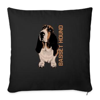 Basset Hound - Sofa pillowcase 17,3'' x 17,3'' (45 x 45 cm) - black - Front