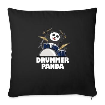 Batteur Panda Bear Musicien Batterie Batterie Sticks Music Band - Housse de coussin décorative 45 x 45 cm - noir - Devant
