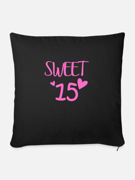 Quinceanera 15. Geburtstag Geschenk | Sweet 15 - Sofakissenbezug 45 x 45 cm - Schwarz