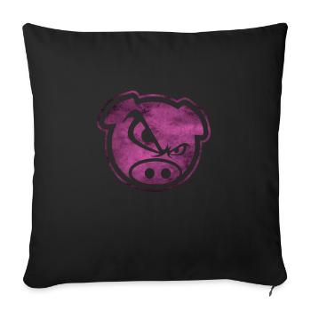 Badass Pig Böses Schwein in Pink Geschenk - Sofakissenbezug 45 x 45 cm - Schwarz - Vorne