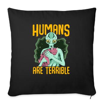 Alien astronauts UFO cats, fan gift - Sofa pillowcase 17,3'' x 17,3'' (45 x 45 cm) - black - Front