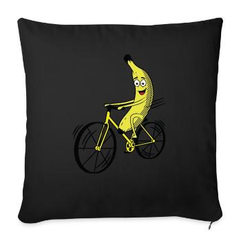 Banana bike funny sport banana on the bike - Sofa pillowcase 17,3'' x 17,3'' (45 x 45 cm) - black - Front