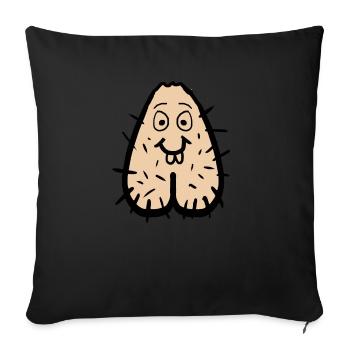 Hoden, Gesicht Penis,Sack,lustig behaart Geschenk. - Sofakissenbezug 45 x 45 cm - Schwarz - Vorne