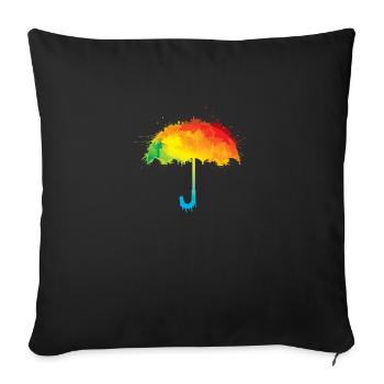 Colorful Umbrella Rainbow Colors Umbrella - Sofa pillowcase 17,3'' x 17,3'' (45 x 45 cm) - black - Front