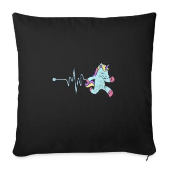 Unicorn Jogging Heartbeat Sport kawaii - Sofa pillowcase 17,3'' x 17,3'' (45 x 45 cm) - black - Front