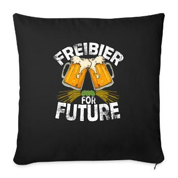 Fridays for Future Parodie / Freibier for future - Sofakissenbezug 45 x 45 cm - Schwarz - Vorne