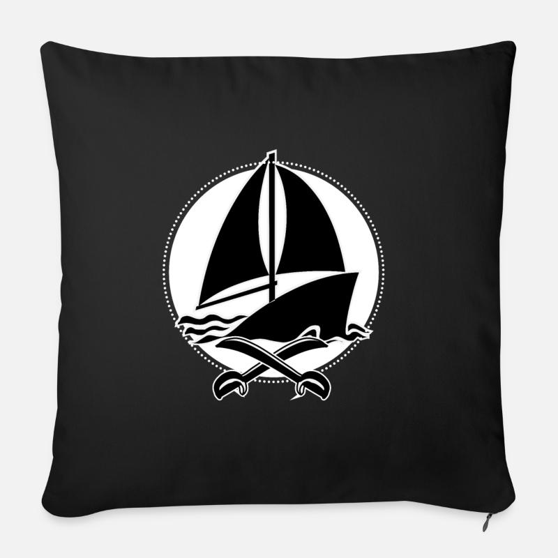 Piraten Schiff - Sofakissenbezug 45 x 45 cm - Schwarz