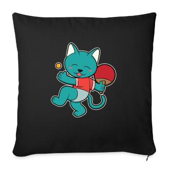 Lustig Katze Tischtennis Spielerin Geschenk Girl - Sofakissenbezug 45 x 45 cm - Schwarz - Vorne