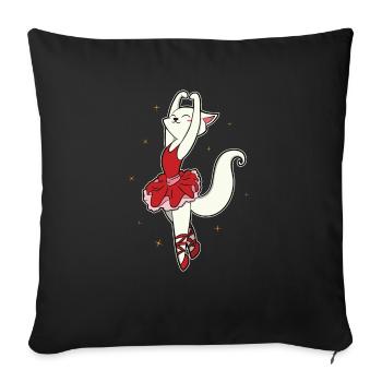 Danseur cadeau ballerine chat ballerine - Housse de coussin décorative 45 x 45 cm - noir - Devant