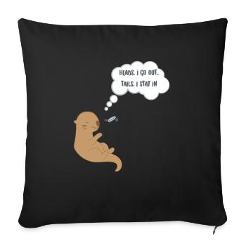 Otter - Sea Otter - Otterfan - head or figure - Sofa pillowcase 17,3'' x 17,3'' (45 x 45 cm) - black - Front