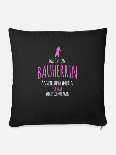 Bauherrin Bauherren Hausbau Geschenk Baustelle - Sofakissenbezug 45 x 45 cm - Schwarz