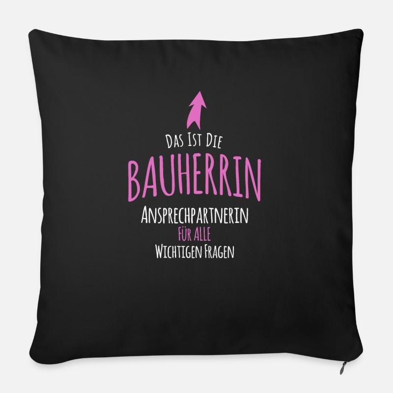 Bauherrin Bauherren Hausbau Geschenk Baustelle - Sofakissenbezug 45 x 45 cm - Schwarz