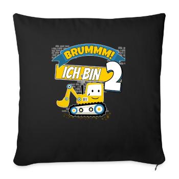 Kinder 2. Geburtstag Shirt Bagger Jungen 2 Jahre - Sofakissenbezug 45 x 45 cm - Schwarz - Vorne