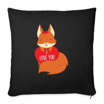 Fox – Cute Fox – Fox Lover – I love you - Sofa pillowcase 17,3'' x 17,3'' (45 x 45 cm) - black - Front