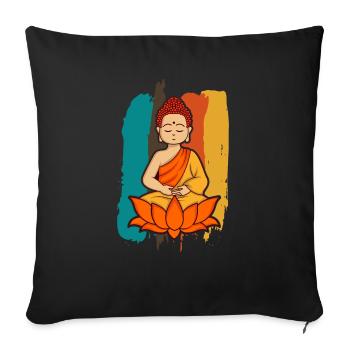 Conception de schéma de couleur de dessin animé de Bouddha - Housse de coussin décorative 45 x 45 cm - noir - Devant