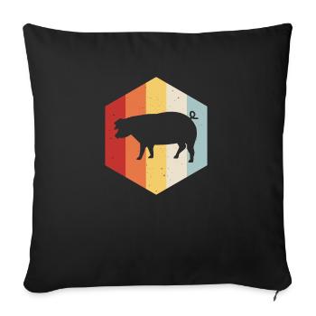 Porc Bacon jambon porcelet agriculteur - Housse de coussin décorative 45 x 45 cm - noir - Devant