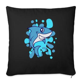 Requin bleu - Housse de coussin décorative 45 x 45 cm - noir - Devant
