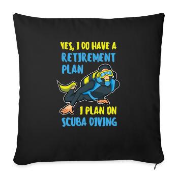 Funny Diving Scuba Dive Plan de retraite plongeurs - Housse de coussin décorative 45 x 45 cm - noir - Devant