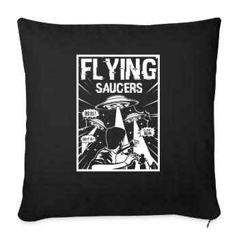 soucoupes volantes. OVNI volant - Housse de coussin décorative 45 x 45 cm - noir - Devant