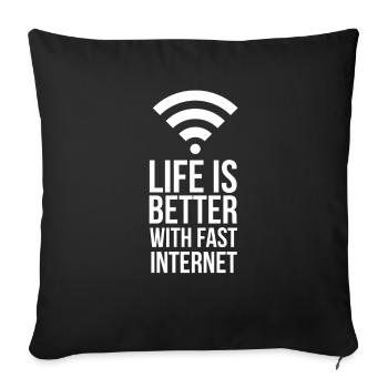 fast internet fiber optic nerd shirt - Sofa pillowcase 17,3'' x 17,3'' (45 x 45 cm) - black - Front