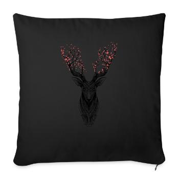Cerf - forêt et nouvelle vie - Housse de coussin décorative 45 x 45 cm - noir - Devant