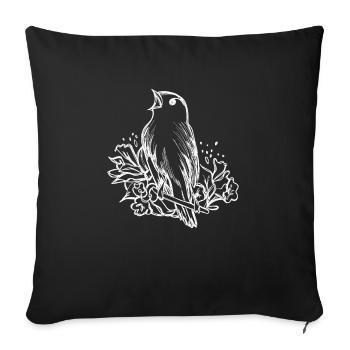 Oiseau dessin idée cadeau merle moineau nid - Housse de coussin décorative 45 x 45 cm - noir - Devant