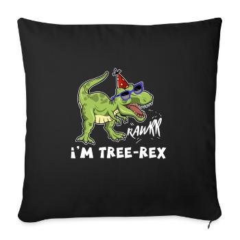Dinosaure anniversaire Tee, 3e anniversaire impression, trois - Housse de coussin décorative 45 x 45 cm - noir - Devant