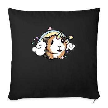 Rainbow Unicorn Guinea Pig Tee, graphique de cochon d'Inde - Housse de coussin décorative 45 x 45 cm - noir - Devant