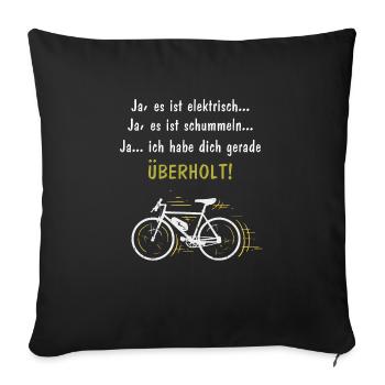 Révisé avec e-bike - Housse de coussin décorative 45 x 45 cm - noir - Devant