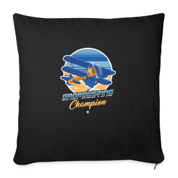 Avion - Avion agricole - Avion de ferme - Housse de coussin décorative 45 x 45 cm - noir - Devant