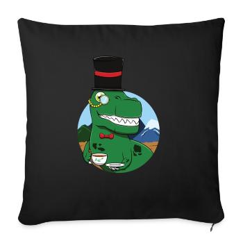 Tee Rex Frauen Männer T-Rex Wortspiel Cup Dinosaurier Zeichnung - Sofakissenbezug 45 x 45 cm - Schwarz - Vorne