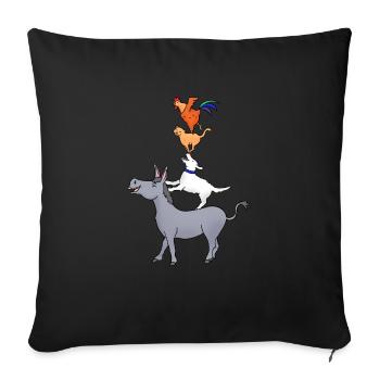 Musiciens de la ville de Brême, cadeau de Brême - Housse de coussin décorative 45 x 45 cm - noir - Devant