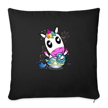 Einhorn Baby T-Shirt | Süßes Shirt mit Einhorn - Sofakissenbezug 45 x 45 cm - Schwarz - Vorne