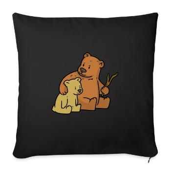 My family bear peace day - Sofa pillowcase 17,3'' x 17,3'' (45 x 45 cm) - black - Front