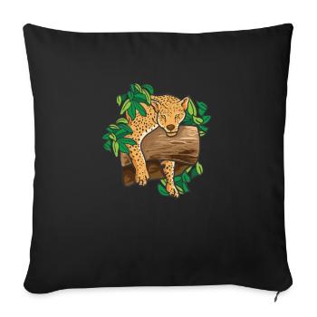 Jungle forêt tropicale Jaguar Leopard Idée cadeau - Housse de coussin décorative 45 x 45 cm - noir - Devant