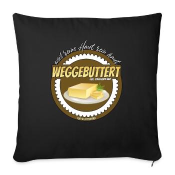 Weggebuttert Tattofrei weil reine Haut rein haut - Sofakissenbezug 45 x 45 cm - Schwarz - Vorne