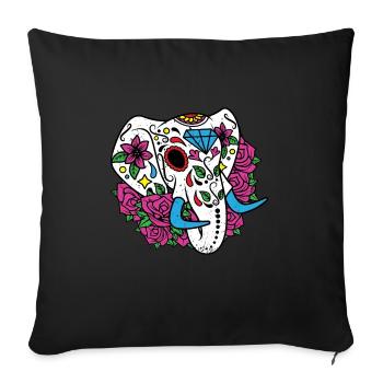 Elephant Sugar Skull Elefant Goa Zombie Totenkopf - Sofa pillowcase 17,3'' x 17,3'' (45 x 45 cm) - black - Front