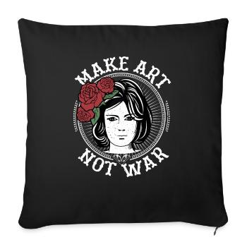 Make Art Not War product, Art Tee, Artist design - Housse de coussin décorative 45 x 45 cm - noir - Devant