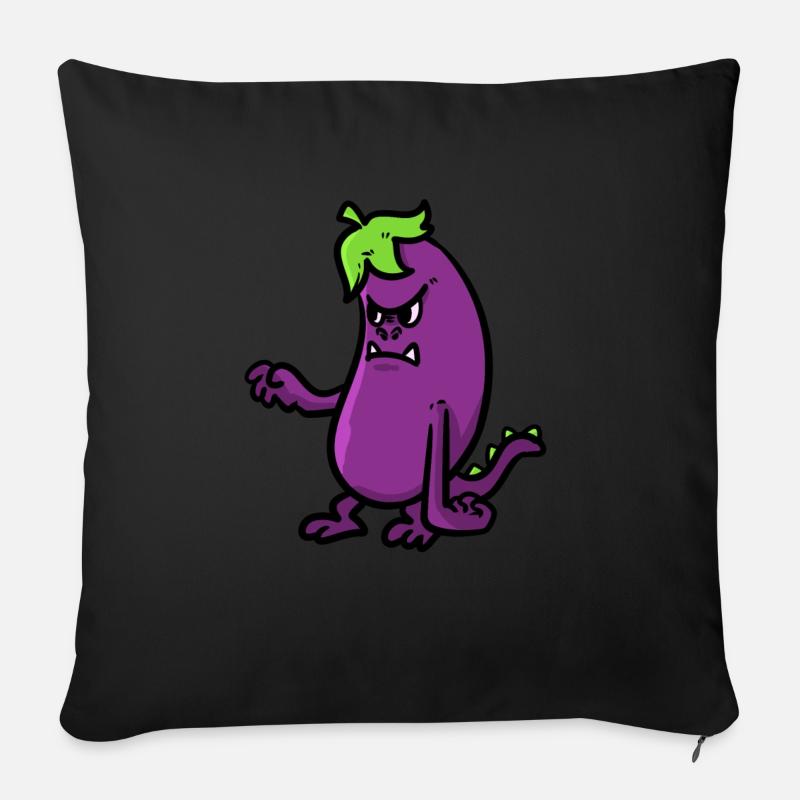 Auberginen-Monster Eggplant Monster - Sofakissenbezug 45 x 45 cm - Schwarz