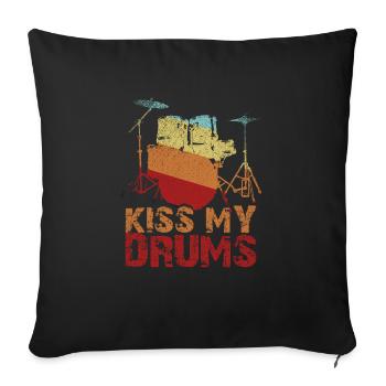 Cadeau de batterie Baguette de batterie Basse - Housse de coussin décorative 45 x 45 cm - noir - Devant