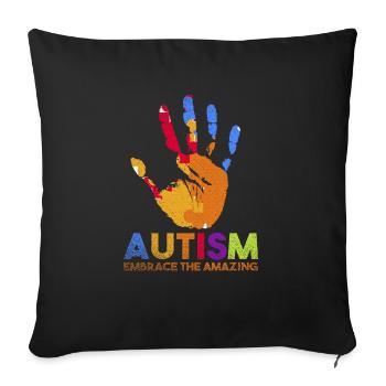 Autisme cadeau charité attention - Housse de coussin décorative 45 x 45 cm - noir - Devant