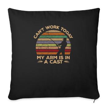 Cadeau de pêche drôle pour pêcheur - Housse de coussin décorative 45 x 45 cm - noir - Devant