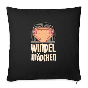 Conception de couches bébé fille pour les femmes enceintes - Housse de coussin décorative 45 x 45 cm - noir - Devant